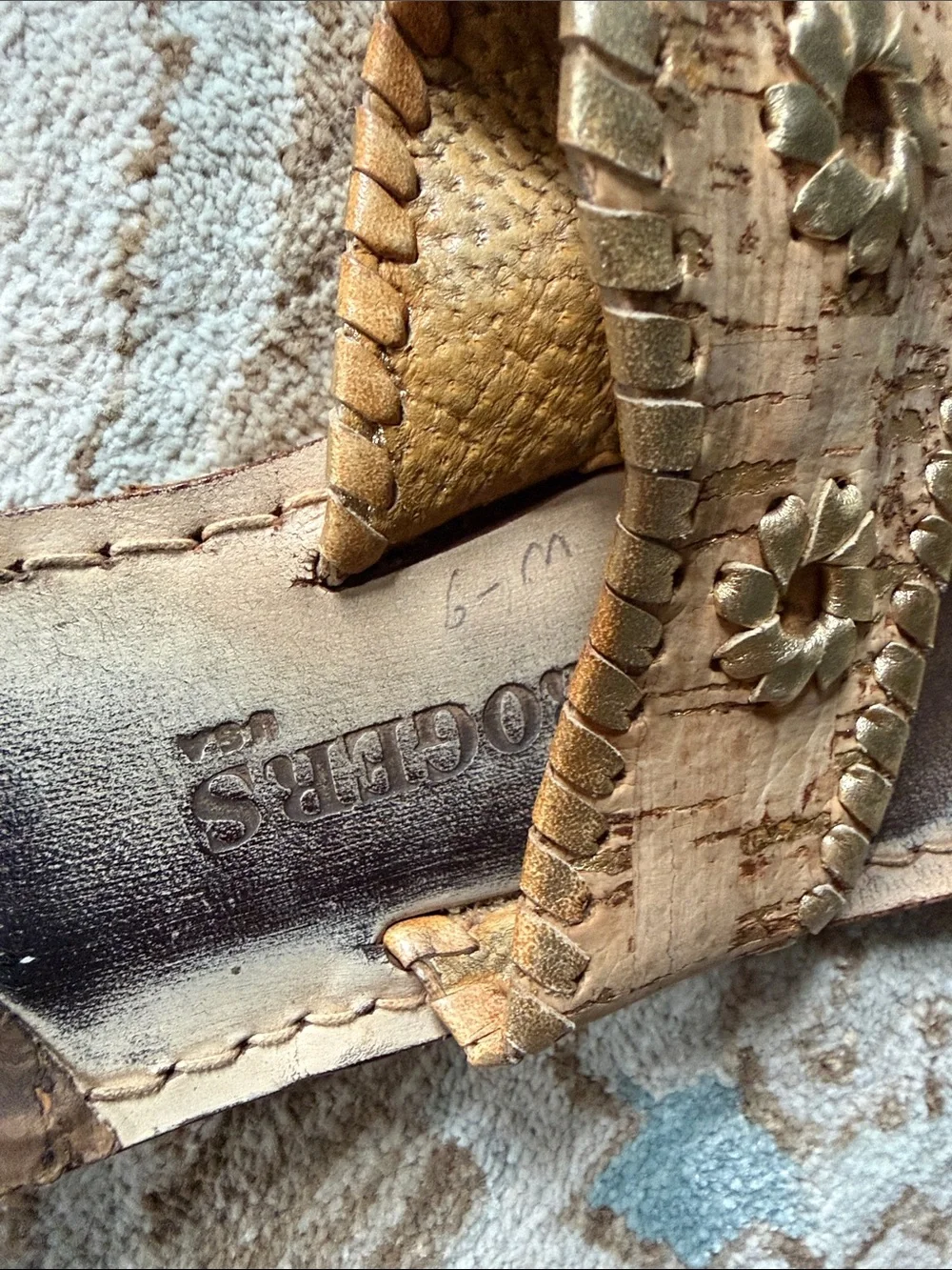 Jack Rogers Brown Cork-Style Embellished Slide Sandals